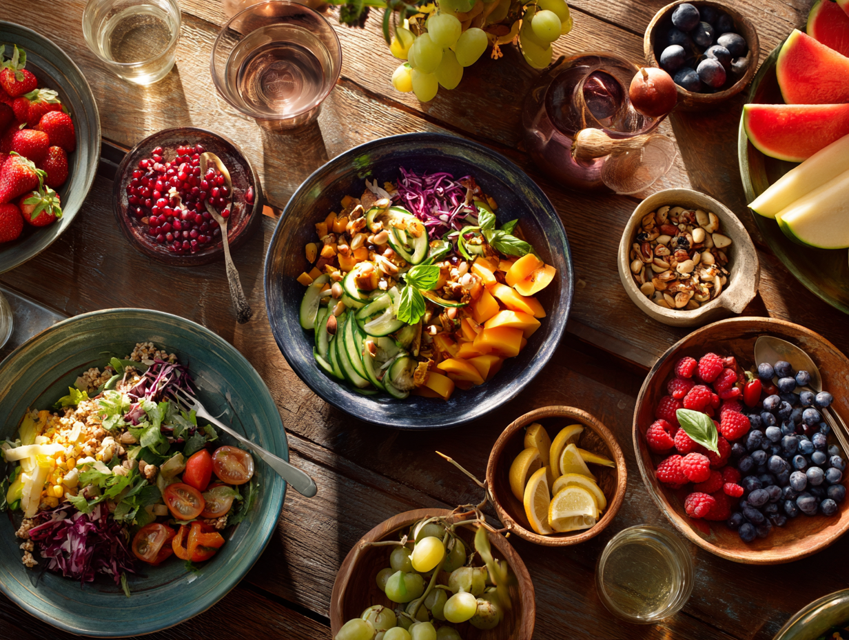 Збалансована їжа з овочами та злаками